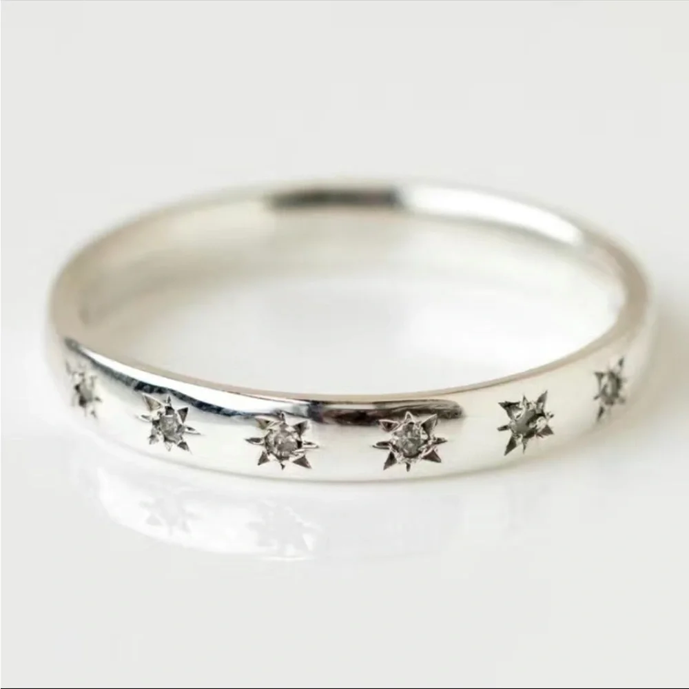 New 925 Silver Gorgeous Stacking Diamond Band Ring - Picture 3 of 10